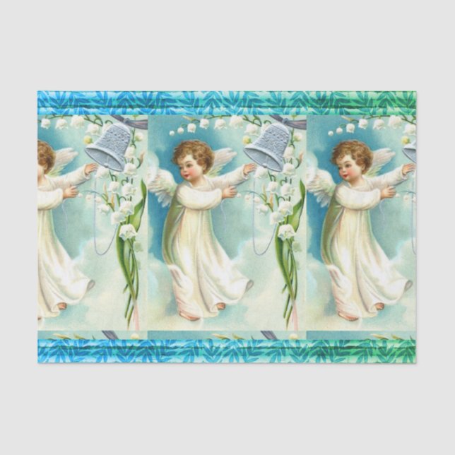 Baby Angel With Blue Bell Tissue Paper (Front)