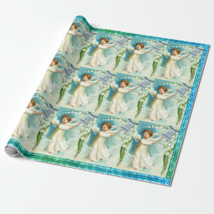Baby Angel With Blue Bell Wrapping Paper