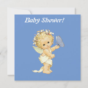 Baby angel with butterfly - baby shover Invitation