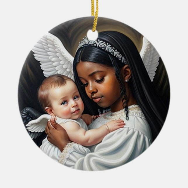 baby Angels Ceramic Ornament (Front)