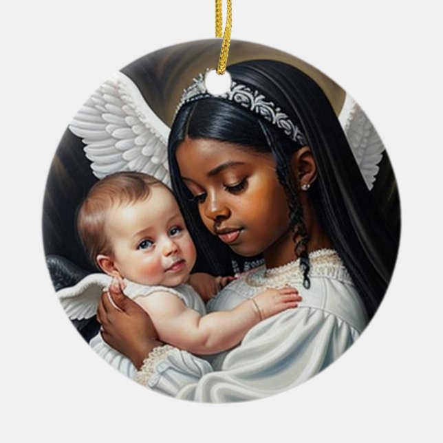 baby Angels Ceramic Ornament (Front)