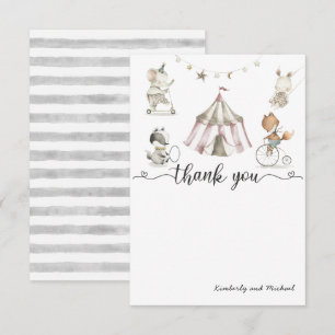 Baby Animal Circus Baby Shower Thank You Card