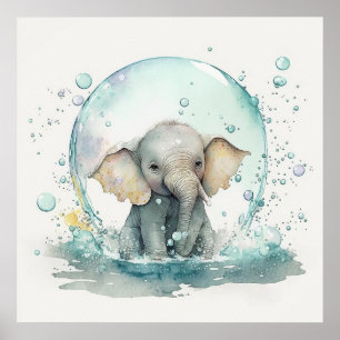 Baby Animal for Nursery, Cute elephant poster