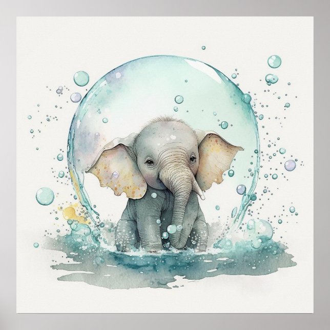 Baby Animal for Nursery, Cute elephant poster (Front)