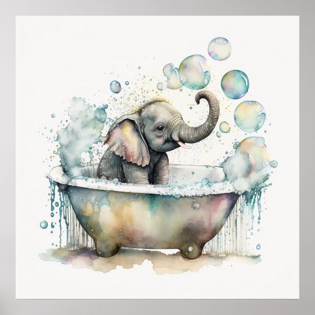 Baby Animal for Nursery, Cute Elephant poster (Front)