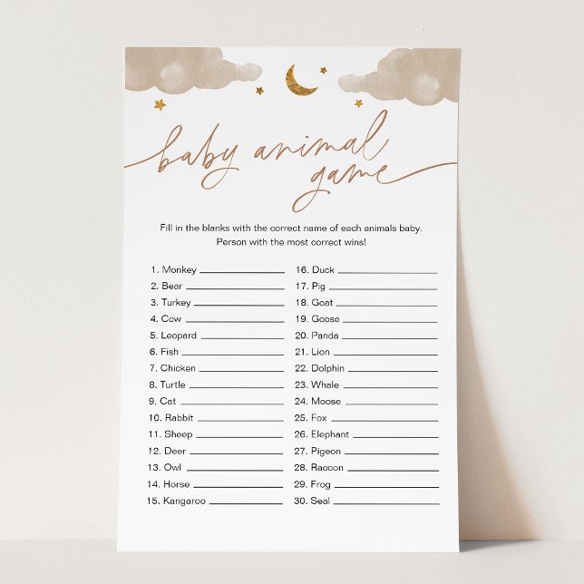 Baby Animal Game Twinkle Little Star Baby Shower (Creator Uploaded)