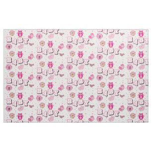 Baby Animal Pattern   Pink Polka Dots Fabric
