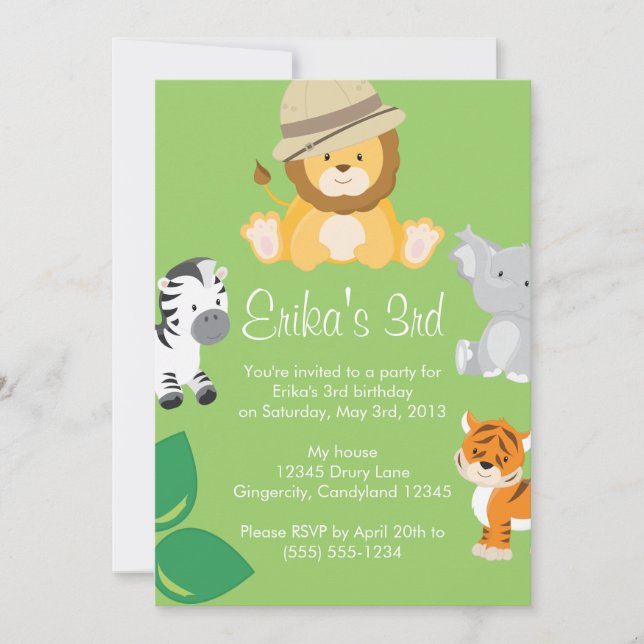 Baby Animal Safari Invitation (Front)