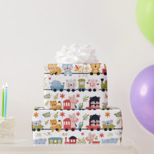 Baby Animal Train Wrapping Paper