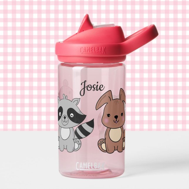 Baby Animals Add Child's Name Pink Water Bottle (Creator Uploaded)