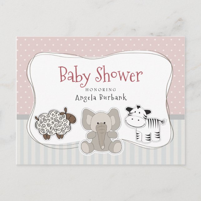 Baby Animals Baby Shower Invitation Postcard (Front)