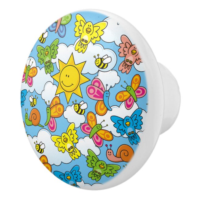 Baby Animals Background Ceramic Knob (Right)