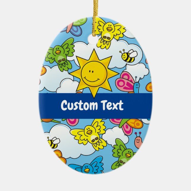 Baby Animals Background Ceramic Ornament (Front)