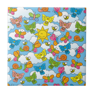 Baby Animals Background Ceramic Tile
