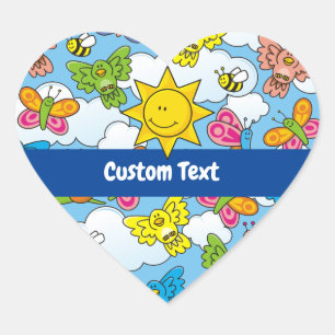 Baby Animals Background Heart Sticker