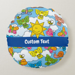 Baby Animals Background Round Cushion