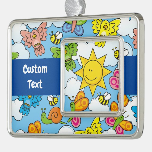 Baby Animals Background Silver Plated Framed Ornament (Left)