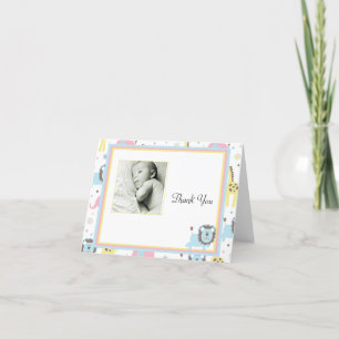 Baby Animals Blue Lion Thank You Card