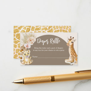 Baby animals boho arch baby shower diaper raffle enclosure card