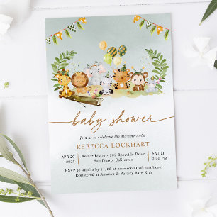 Baby Animals Celebrate Boy Baby Shower Invitation