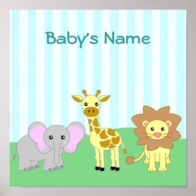 Baby Animals Child's Room Customisable Poster (Front)
