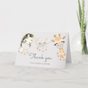 baby animals face mask thank you card