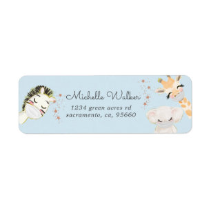 baby animals face masks cute return address label