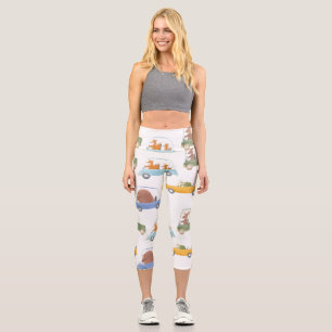 Baby animals: hand-drawn watercolor pattern. capri leggings