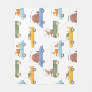 Baby animals: hand-drawn watercolor pattern. fleece blanket