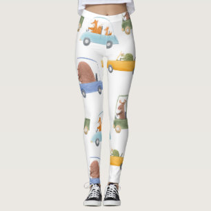 Baby animals: hand-drawn watercolor pattern. leggings