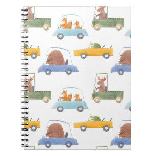 Baby animals: hand-drawn watercolor pattern. notebook