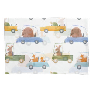 Baby animals: hand-drawn watercolor pattern. pillowcase