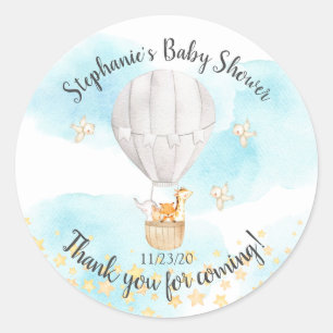 Baby Animals Hot Air Balloon Baby Shower Favor Classic Round Sticker
