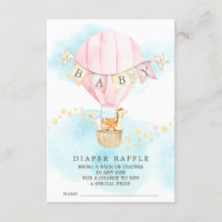 Baby Animals Hot Air Balloon Diaper Raffle Ticket
