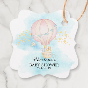 Baby Animals Hot Air Balloon Ride Favour Gift Tag