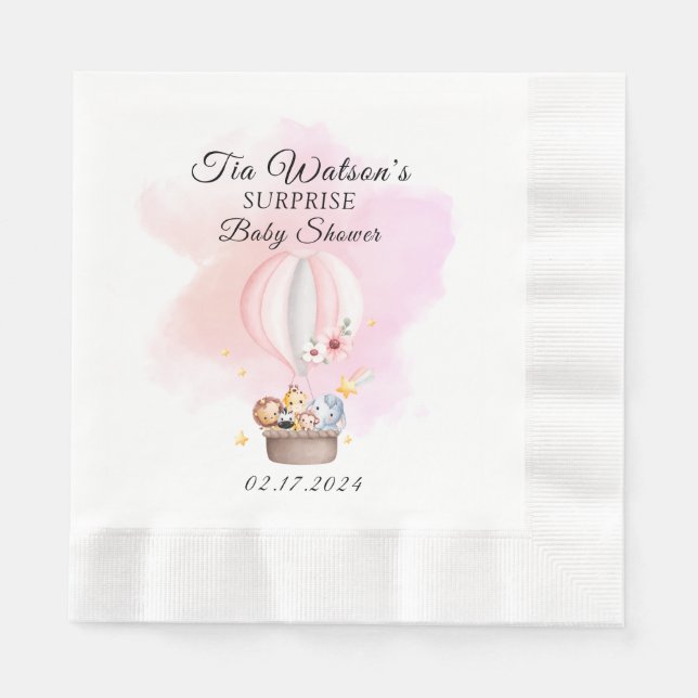 Baby Animals in a Hot Air Balloon Table Napkins (Front)