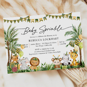 Baby Animals Jungle Party Theme Baby Sprinkle Invitation