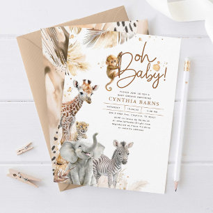 Baby Animals Jungle Safari Wild Cute Baby Shower Invitation