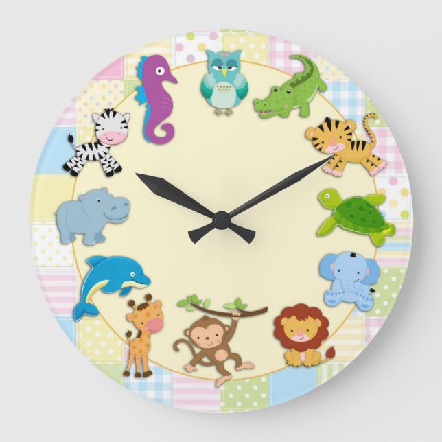 Baby Animals Large Clock (Front)