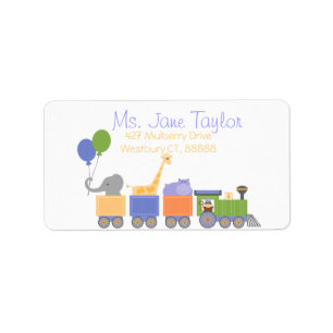 Baby Animals On A Train Return Address Label