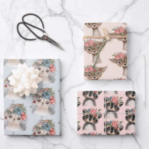 Baby Animals Pattern  Wrapping Paper Sheet