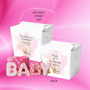 Baby Animals Safari In Pink Hot Air Balloon Favour Box
