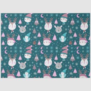 Baby Animals Snowflakes Crescent Moon Christmas Tissue Paper