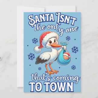 Baby Announcement Christmas Arrival Santa Stork