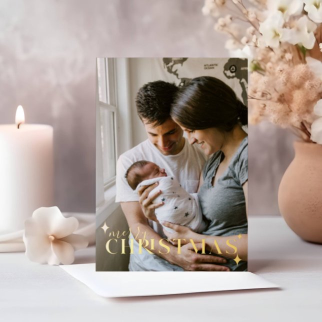 Baby Announcement Christmas Photo Foil Holiday (Creator Uploaded)
