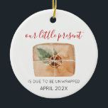 Baby Announcement Christmas present Ceramic Ornament<br><div class="desc">This is a cute idea to announce your Baby's arrival on Christmas. It will also be a keepsake for years to come!</div>