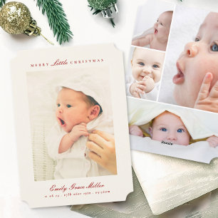 Baby Announcement Collage Merry Little Christmas
