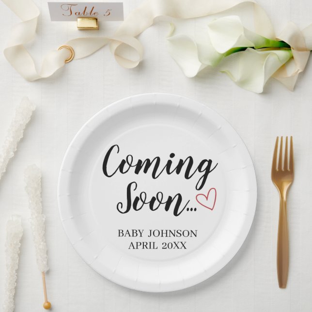 Baby Announcement Coming Soon Paper Plates (Wedding)