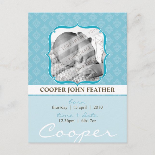 BABY ANNOUNCEMENT ::  elegantly framed 1 Postcard (Front)