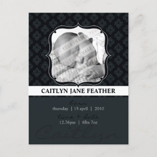 BABY ANNOUNCEMENT :: elegantly framed 8 Postcard